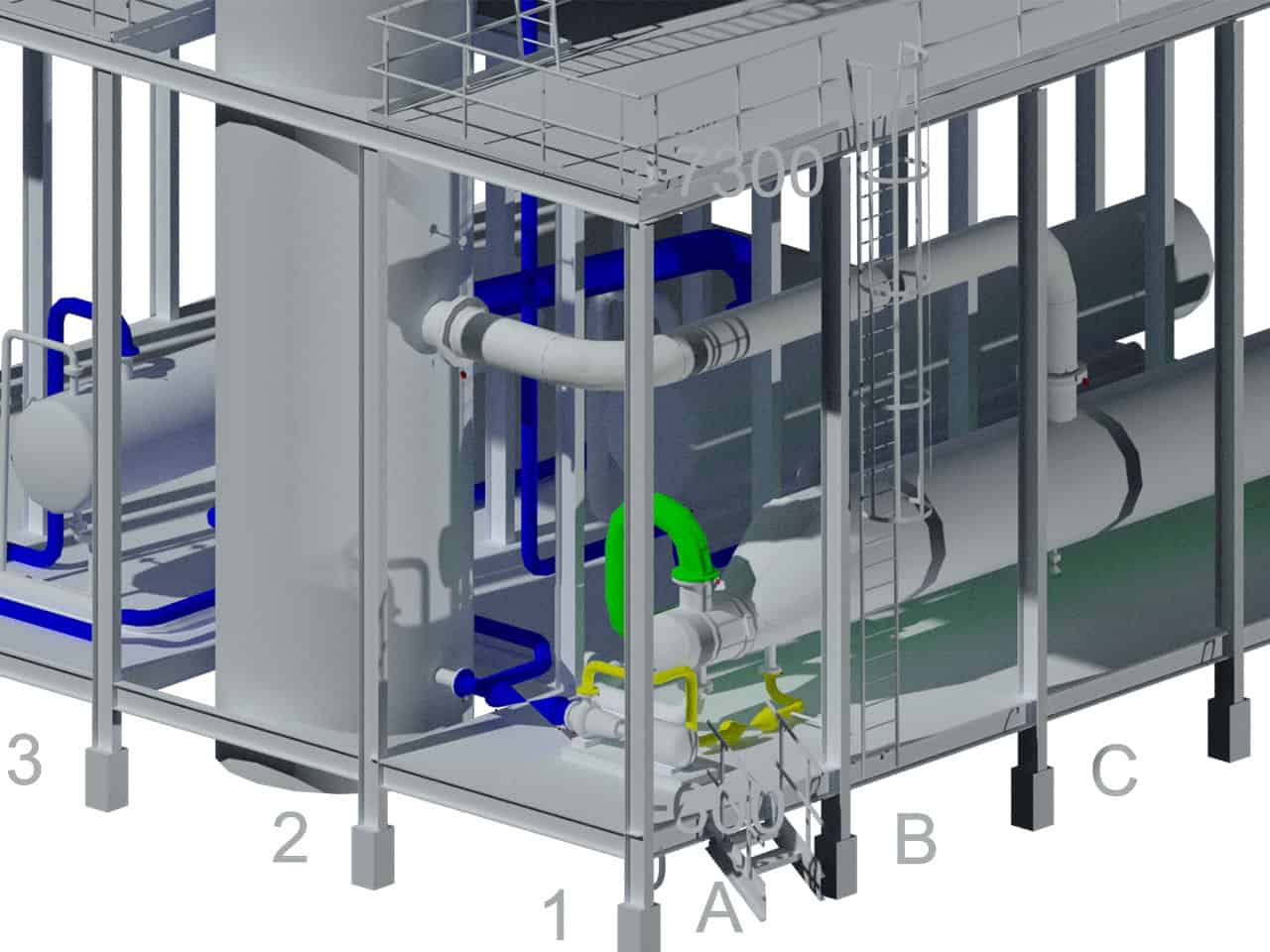 model instalacji przemyslowej wykonanej w autocad plant 3d